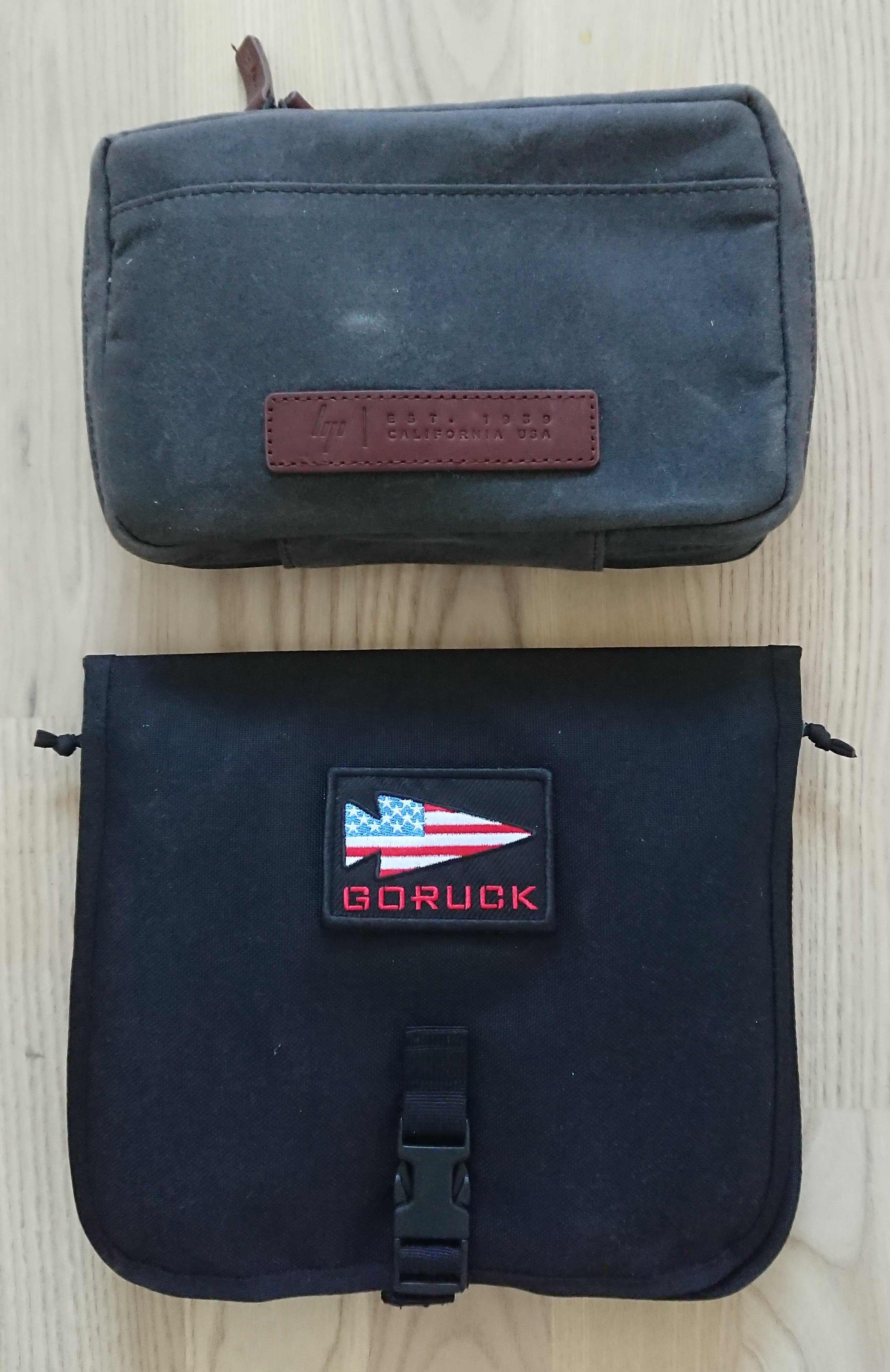 HP Spectre Folio Pouch and GORUCK Wire Dopp